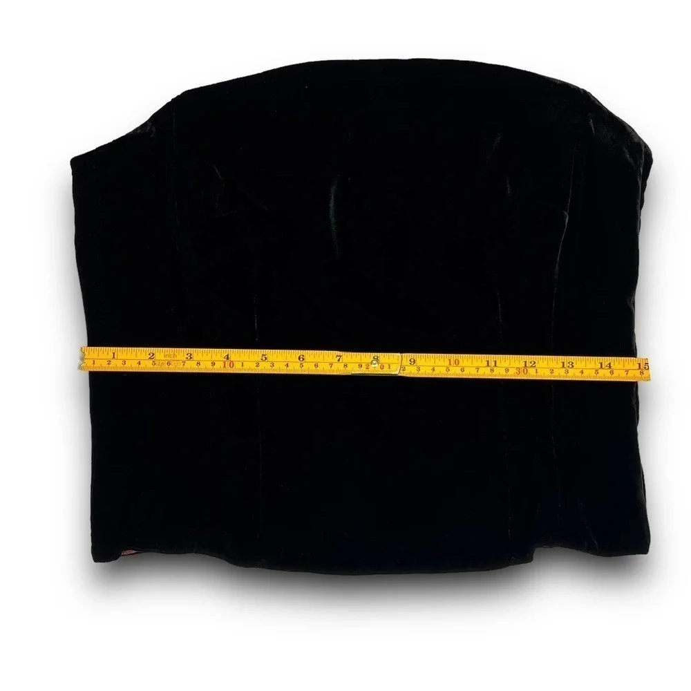 Ann Taylor Black Velvet Strapless Corset Tube Top Size 6